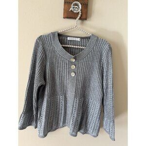 Skovuus Womens Size M Blue Pullover Sweater 3/4 Sleeves Lightweight